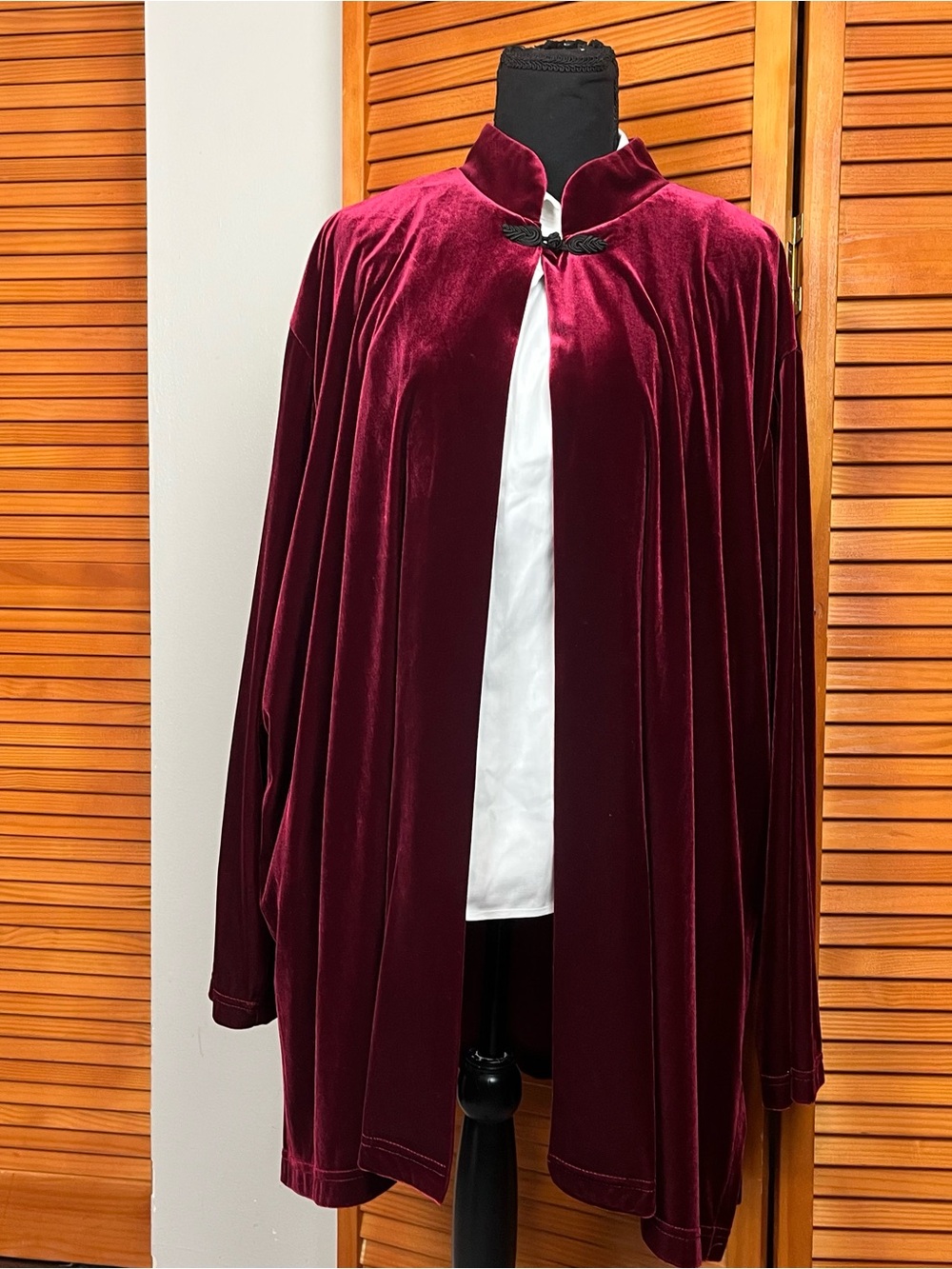 Ulla Popken Deep Wine Velvet Cape Jacket